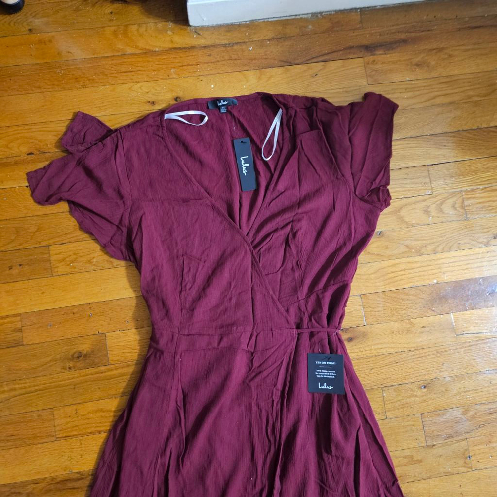 Lulus Heart of Marigold Burgundy Maxi Wrap Dress Extra Large - Picture 5 of 7